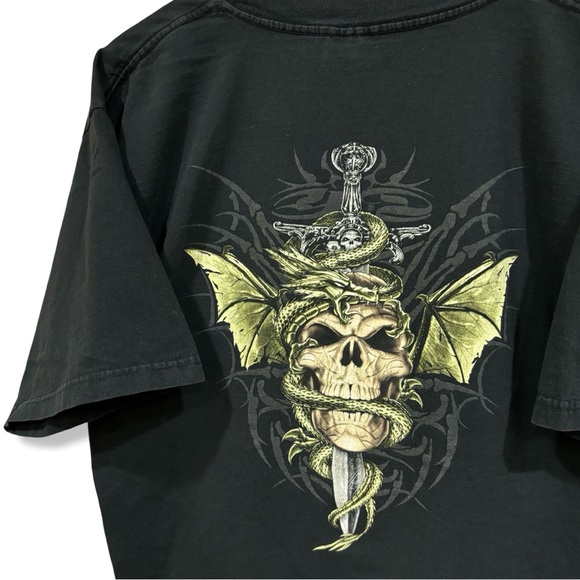 Vintage Y2K Dragon Skull T-Shirt - Picture 3 of 4